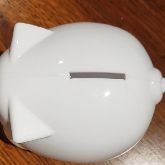 White Plastic Piggy Bank with Logo - Picture 2 of 6